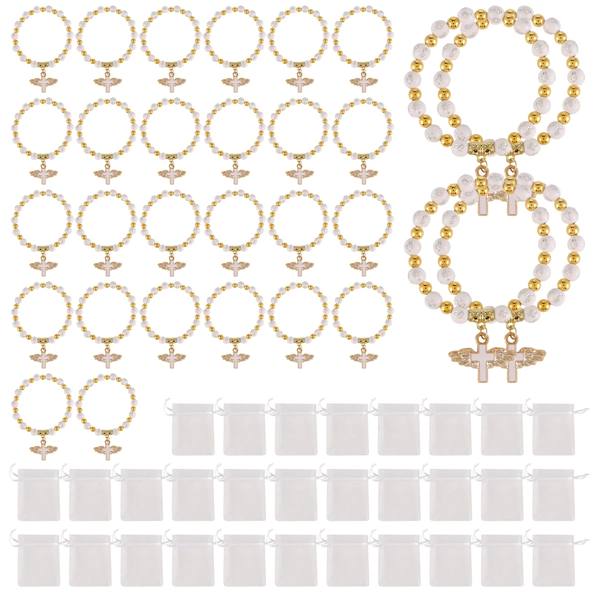 A67I Angel Wing Cross Bracelet Favor with Organza Bags Acrylic Baptism Favor for Boy and Girl Communion Birthday Wedding
A67I Angel Wing Cross Bracelet Favor with Organza Bags Acrylic Baptism Favor for Boy and Girl Communion Birthday Wedding