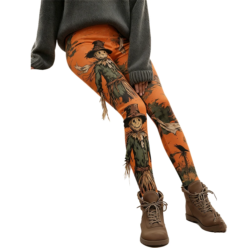 Women's Leggings Halloween Scarecrow Print Female Knit Elastic Patchwork Skinny Pants
Women's Leggings Halloween Scarecrow Print Female Knit Elastic Patchwork Skinny Pants