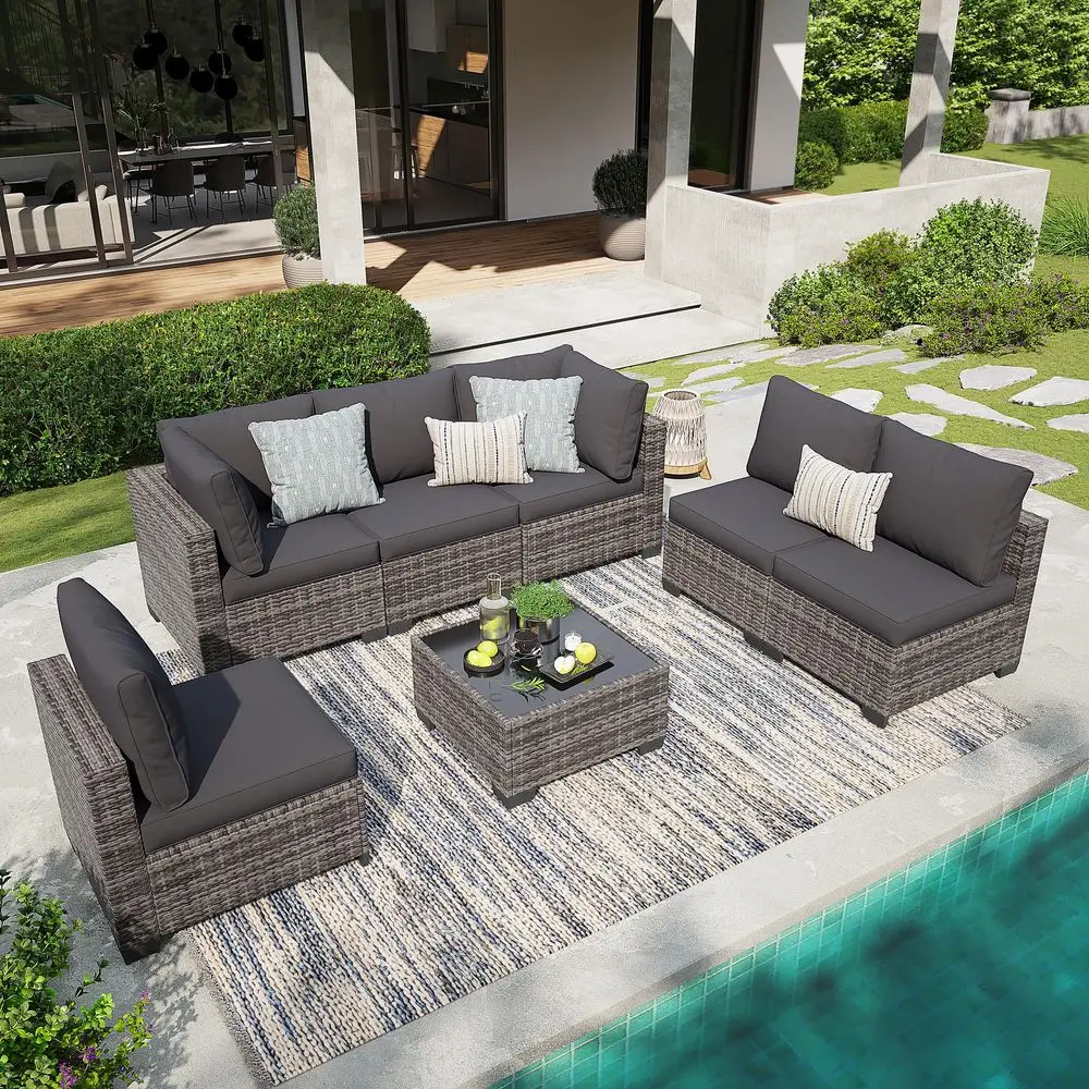 Pcs Patio Furniture Set, All Weather Outdoor Sectional Set, Wicker Outside Furniture Patio Sofa Set for Backyards, Porch, Pools
Pcs Patio Furniture Set, All Weather Outdoor Sectional Set, Wicker Outside Furniture Patio Sofa Set for Backyards, Porch, Pools