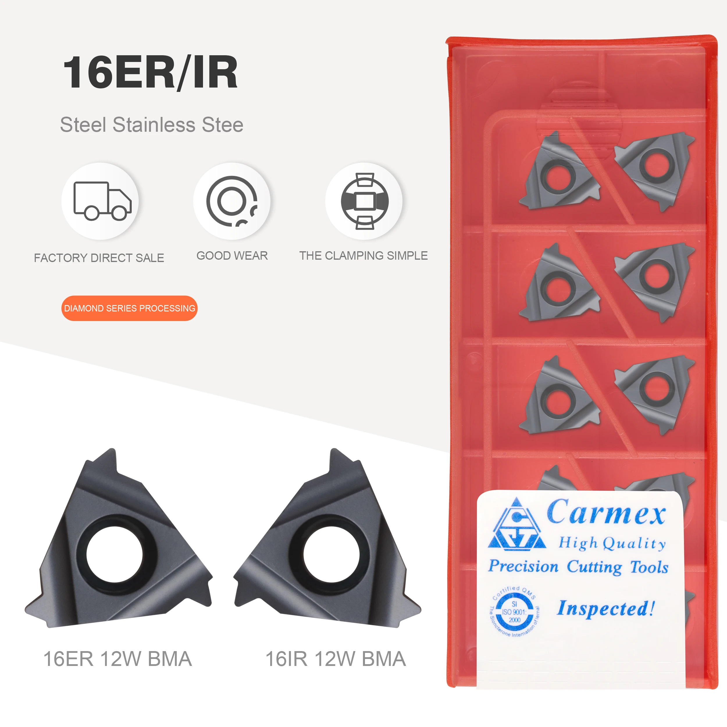 Carmex 10pcs 16ER 8W 9W 10W 11W 14W 20W BMA External Thread Turning Tools Carbide insert CNC Lathe cutter threading tool
Carmex 10pcs 16ER 8W 9W 10W 11W 14W 20W BMA External Thread Turning Tools Carbide insert CNC Lathe cutter threading tool
