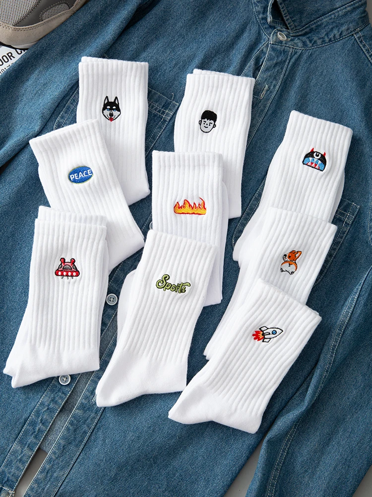 Men's Mid-Calf Pure Cotton Embroidered Sports Sos Street Sle High Waist Couple Bla White Mid-Calf Sos for Running
Men's Mid-Calf Pure Cotton Embroidered Sports Sos Street Sle High Waist Couple Bla White Mid-Calf Sos for Running