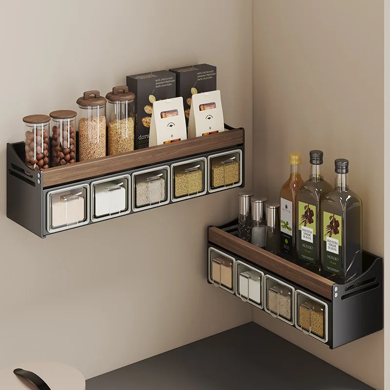 Walnut kitchen storage rack, wall mounted seasoning bottle storage rack, multifunctional no drilling, disassembly and cleaning
Walnut kitchen storage rack, wall mounted seasoning bottle storage rack, multifunctional no drilling, disassembly and cleaning