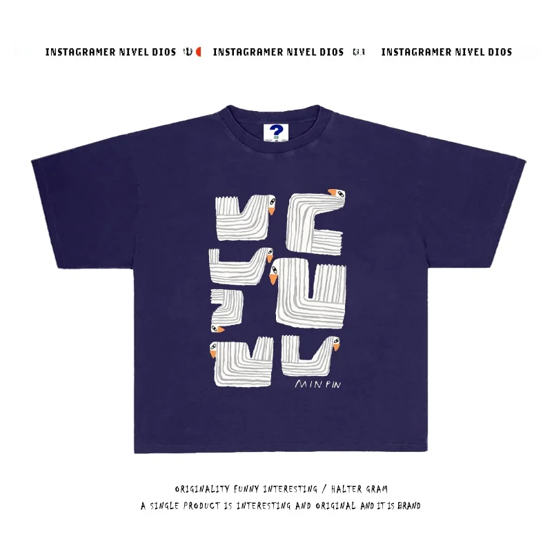 Футболка с абстрактным дизайном и иллюстрацией белой гуси, модная летняя женская одежда для защиты от солнца.
Футболка с абстрактным дизайном и иллюстрацией белой гуси, модная летняя женская одежда для защиты от солнца.