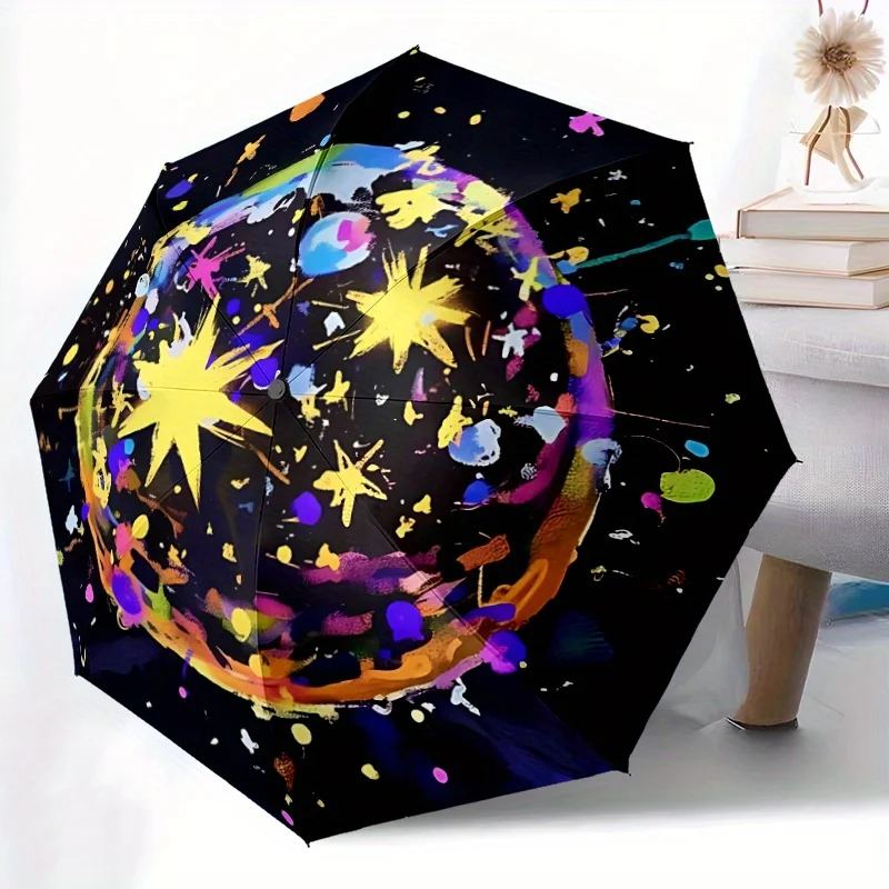 1pc Automatic Open/Close Folding Umbrella with Cosmic Design - 8-Rib Compact Travel Umbrella, Self-Opening & Closing, Lightwei
1pc Automatic Open/Close Folding Umbrella with Cosmic Design - 8-Rib Compact Travel Umbrella, Self-Opening & Closing, Lightwei