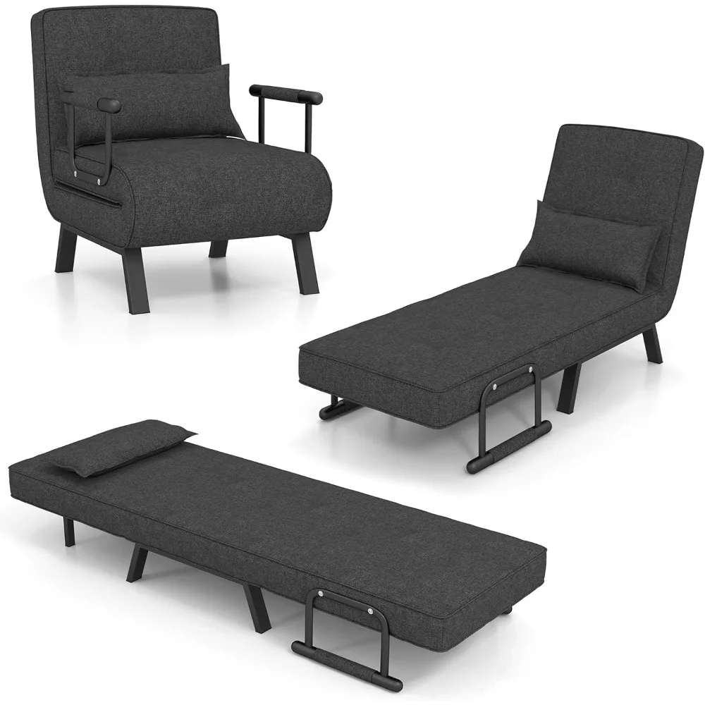 4 in 1 Convertible Sofa Bed Sleeper Chair, Folding Sofa Arm Chair with Pillow and 6 Position Adjustable Backrest, Full Padded L
4 in 1 Convertible Sofa Bed Sleeper Chair, Folding Sofa Arm Chair with Pillow and 6 Position Adjustable Backrest, Full Padded L
