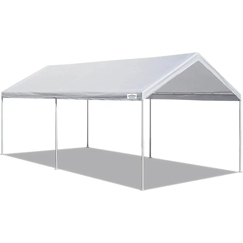 White Heavy-Duty Steel Carport with Powder Coating and 6 Stakes for Outdoor Use
White Heavy-Duty Steel Carport with Powder Coating and 6 Stakes for Outdoor Use
