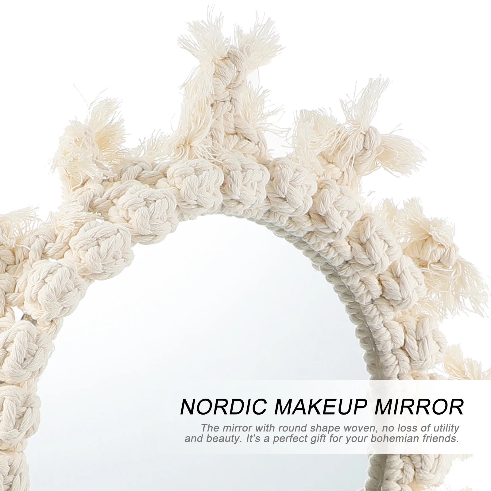 Nordic Round Wall Hanging Mirror Hand Woven Cotton Rope Decorative Makeup Mirror For Home Bedroom Living Room Space Saving
Nordic Round Wall Hanging Mirror Hand Woven Cotton Rope Decorative Makeup Mirror For Home Bedroom Living Room Space Saving