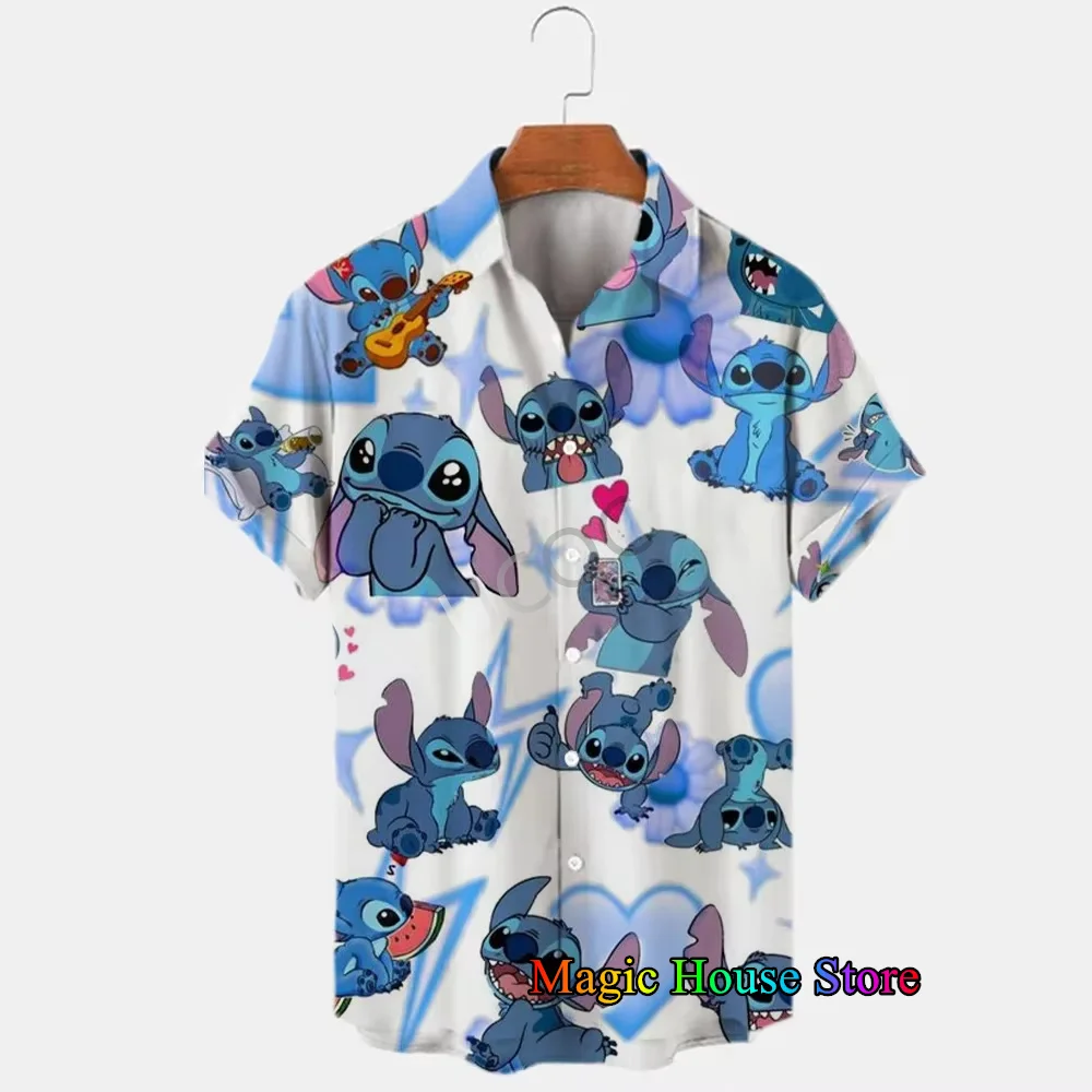 Summer New Men's Lapel Short Sleeve Hawaiian Shirt Cartoon Disney Stitch Print Hawaii Vacation Casual Fashion Kids/Adult Tops
Summer New Men's Lapel Short Sleeve Hawaiian Shirt Cartoon Disney Stitch Print Hawaii Vacation Casual Fashion Kids/Adult Tops