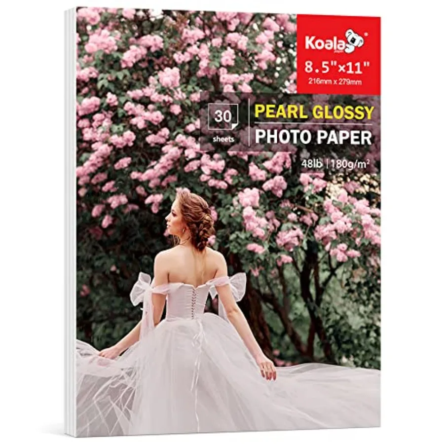 Koala Pearl Glossy Photo Paper 8.5X11 Inches 48LB 30 Sheets Shiny for Inkjet and Laser Printer Use DYE INK 180GSM
Koala Pearl Glossy Photo Paper 8.5X11 Inches 48LB 30 Sheets Shiny for Inkjet and Laser Printer Use DYE INK 180GSM