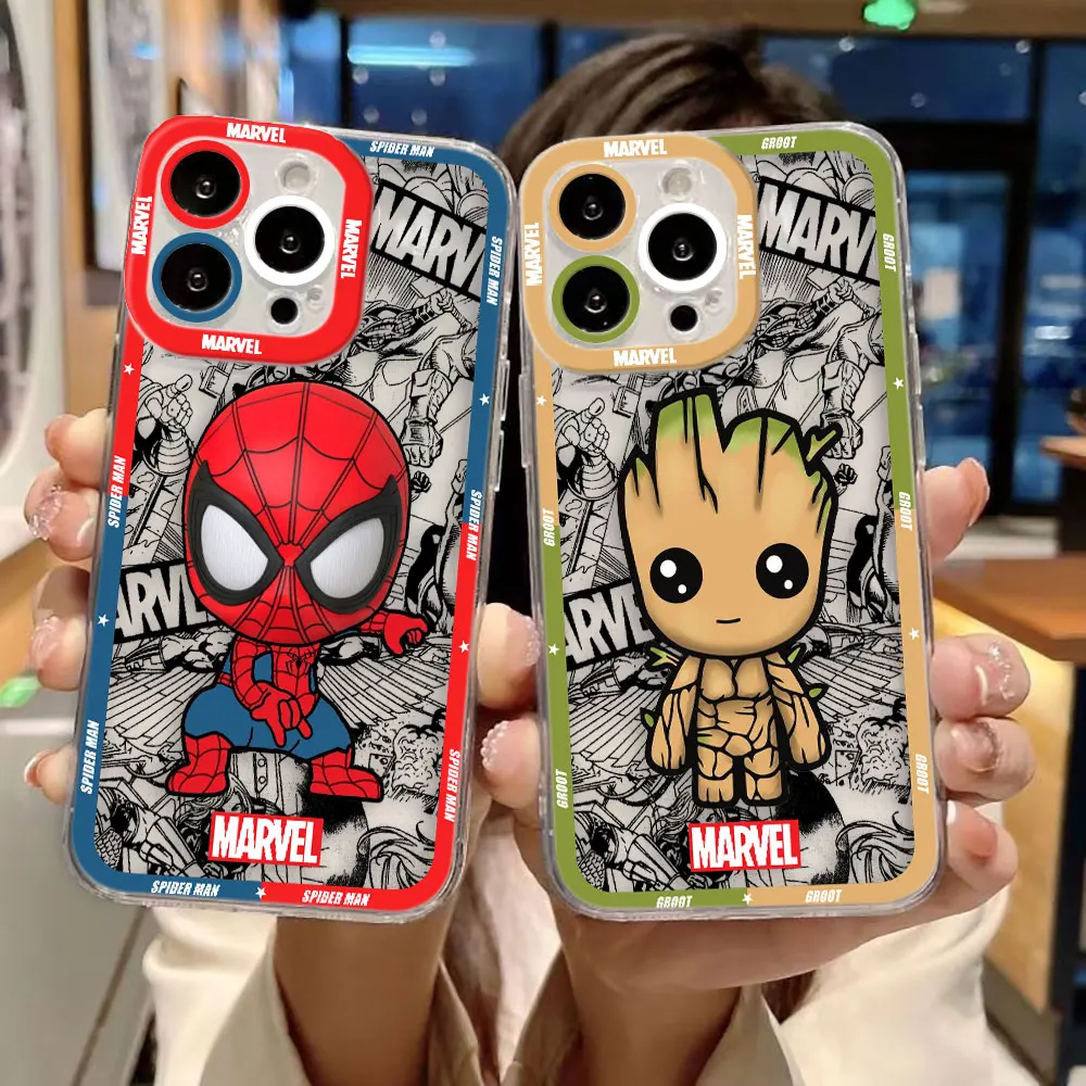 Marvel Iron Spider Man Groot Venom Custom Clear Phone Case For iPhone 16E 16 15 14 12 13 11 Pro 8 7 SE Plus X XR XS Max DIY Case
Marvel Iron Spider Man Groot Venom Custom Clear Phone Case For iPhone 16E 16 15 14 12 13 11 Pro 8 7 SE Plus X XR XS Max DIY Case