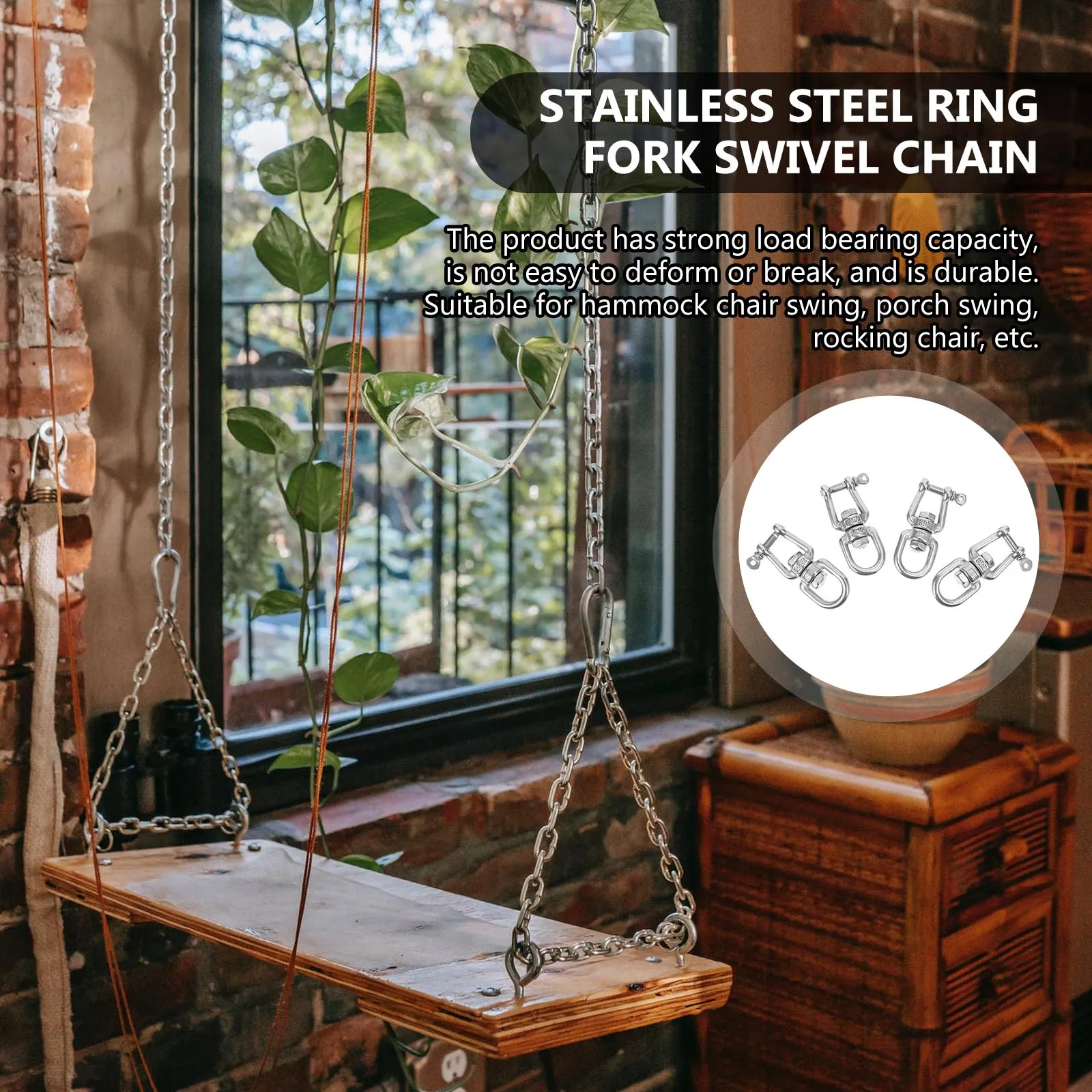 4pcs Stainless Steel Swivel Ring Durable Rotating Hook Heavy Duty Hammock Chair Swing Hanging Accessories Porch Rocking Chairs
4pcs Stainless Steel Swivel Ring Durable Rotating Hook Heavy Duty Hammock Chair Swing Hanging Accessories Porch Rocking Chairs