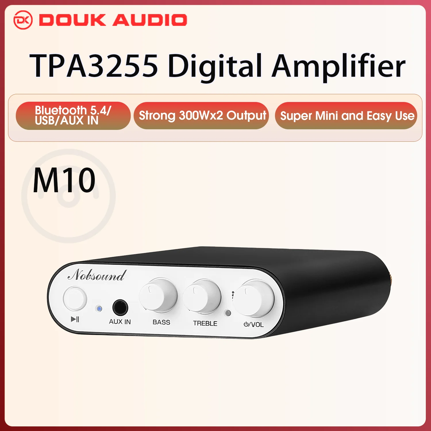 Douk Audio M10 Mini Bluetooth 5.4 Усилитель HIFI USB Звуковая карта Настольный аудио Цифровой усилитель 300 Вт + 300 Вт
Douk Audio M10 Mini Bluetooth 5.4 Усилитель HIFI USB Звуковая карта Настольный аудио Цифровой усилитель 300 Вт + 300 Вт