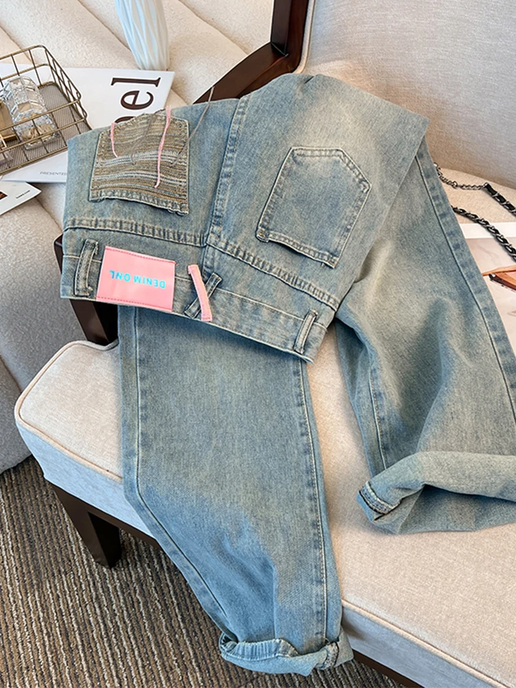 Spring Y2K Women Jeans Contrasting Colors High Waist American Wide Leg Pants Fashion Hip Hop Vintage Straight Blue Trousers
Spring Y2K Women Jeans Contrasting Colors High Waist American Wide Leg Pants Fashion Hip Hop Vintage Straight Blue Trousers