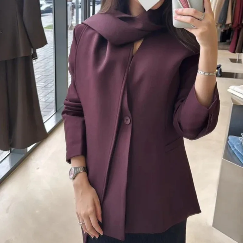 KWTX Solid Spliced Scarf Streetwear Blazer For Women V Neck Long Sleeve Patchwork Button Slimming Blazer Female Fashion New
KWTX Solid Spliced Scarf Streetwear Blazer For Women V Neck Long Sleeve Patchwork Button Slimming Blazer Female Fashion New