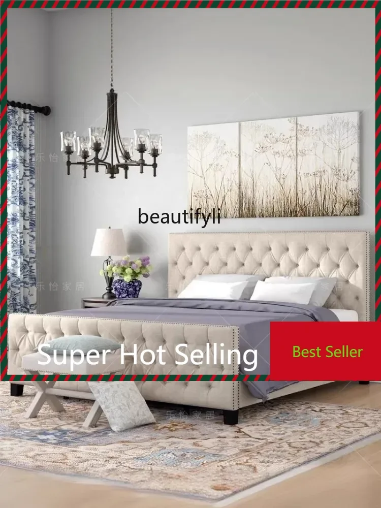 A71 A44 American Country Fabric Bed Nordic Mild Luxury Retro 1.8 M Cotton and Linen Double Bed French Simplicity with Tailstock
A71 A44 American Country Fabric Bed Nordic Mild Luxury Retro 1.8 M Cotton and Linen Double Bed French Simplicity with Tailstock