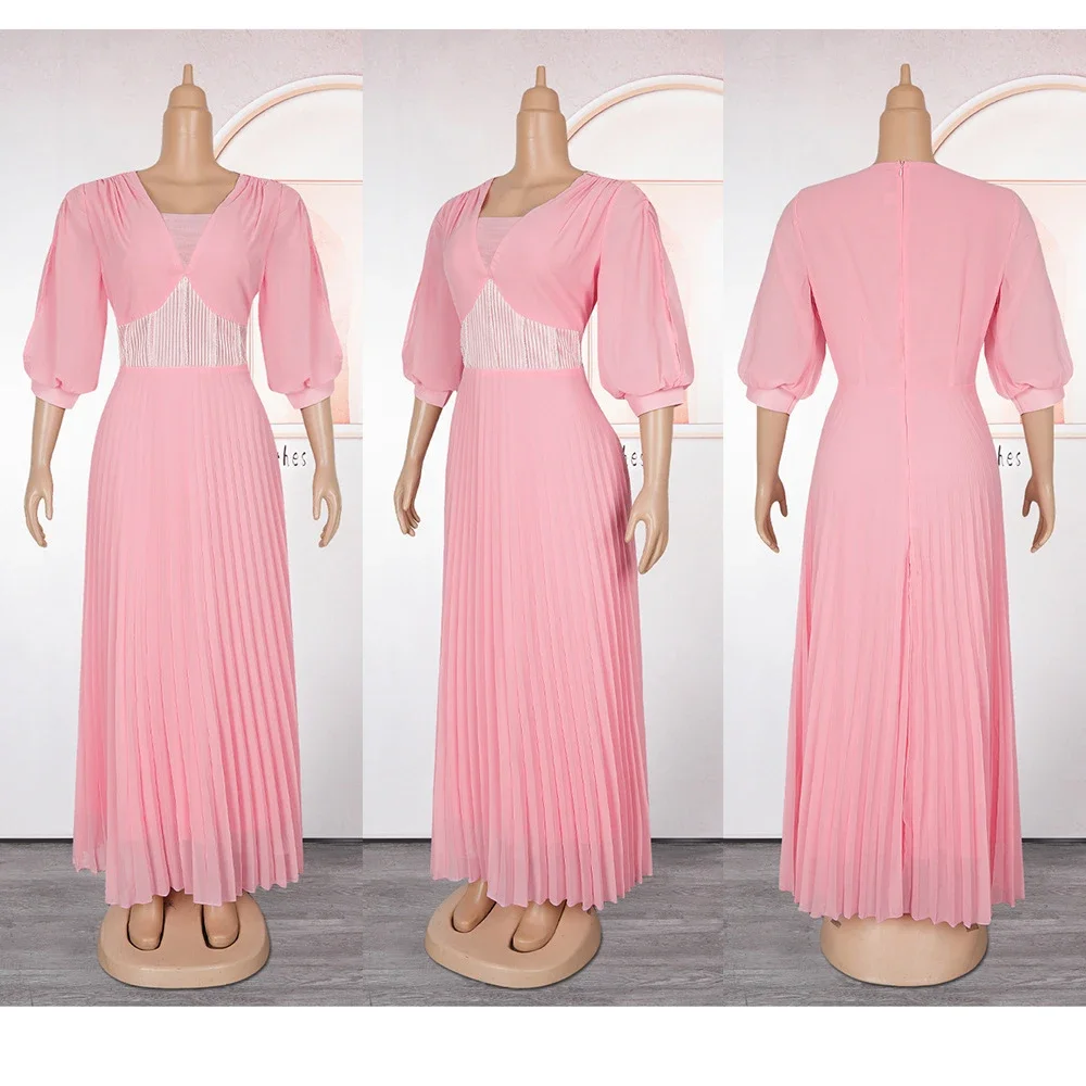 Elegant African Dresses for Women V-Neck Chiffon Pleated Maxi Dress Africa Clothing Dashiki Ankara Vestidos Wedding Gown Kaftan
Elegant African Dresses for Women V-Neck Chiffon Pleated Maxi Dress Africa Clothing Dashiki Ankara Vestidos Wedding Gown Kaftan