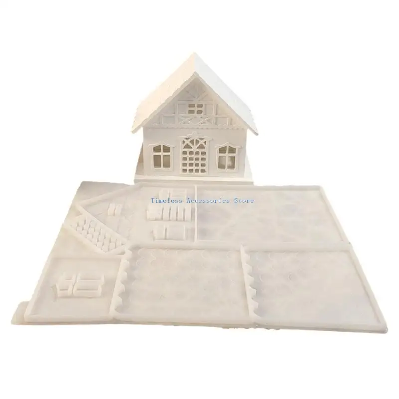 97QE Creative Plaster Homes Decors Silicone Mold Flexible Silicone Fence House Mold for Artistic Cement and Resin Crafting
97QE Creative Plaster Homes Decors Silicone Mold Flexible Silicone Fence House Mold for Artistic Cement and Resin Crafting