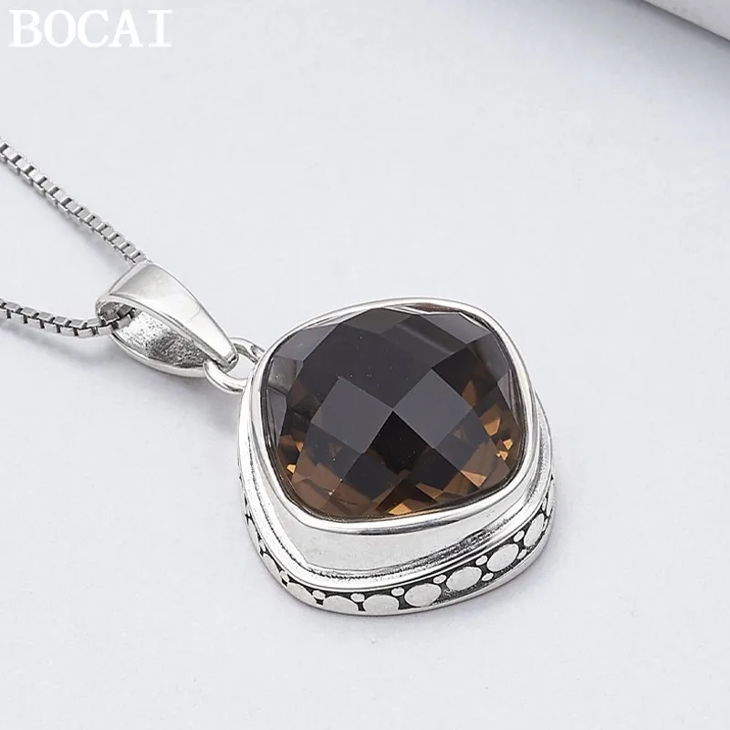 BOCAI New S925 Sterling Silver Jewelry Vintage Fashion Natural Tea Crystal Pendant Women's Selected Gift
BOCAI New S925 Sterling Silver Jewelry Vintage Fashion Natural Tea Crystal Pendant Women's Selected Gift
