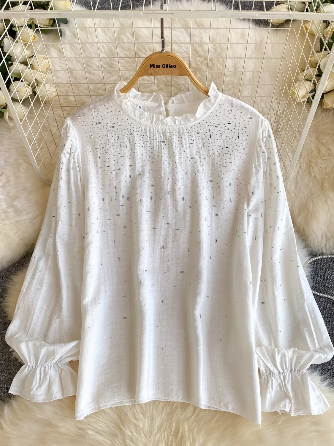 Ladies Long Sve Loose irt Korean Sle Commute Wood ain Ruffle Pearl Button up Spring Autumn New Faion Top
Ladies Long Sve Loose irt Korean Sle Commute Wood ain Ruffle Pearl Button up Spring Autumn New Faion Top