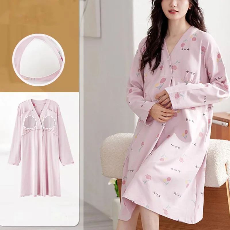 Maternity House Dresses Cotton Nursing Dress with Chest Pad Maternity Nightgown Sleepwear for Breastfeeding Maternity Dress
Maternity House Dresses Cotton Nursing Dress with Chest Pad Maternity Nightgown Sleepwear for Breastfeeding Maternity Dress