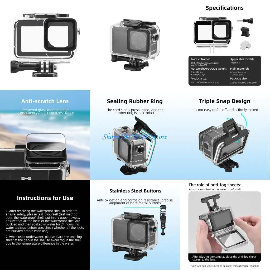 Y2GD Waterproof Shell for Action 3/4 Sports Camera Underwater 40 Meter Diving Protections Housing Case Accessories with Screw
Y2GD Waterproof Shell for Action 3/4 Sports Camera Underwater 40 Meter Diving Protections Housing Case Accessories with Screw