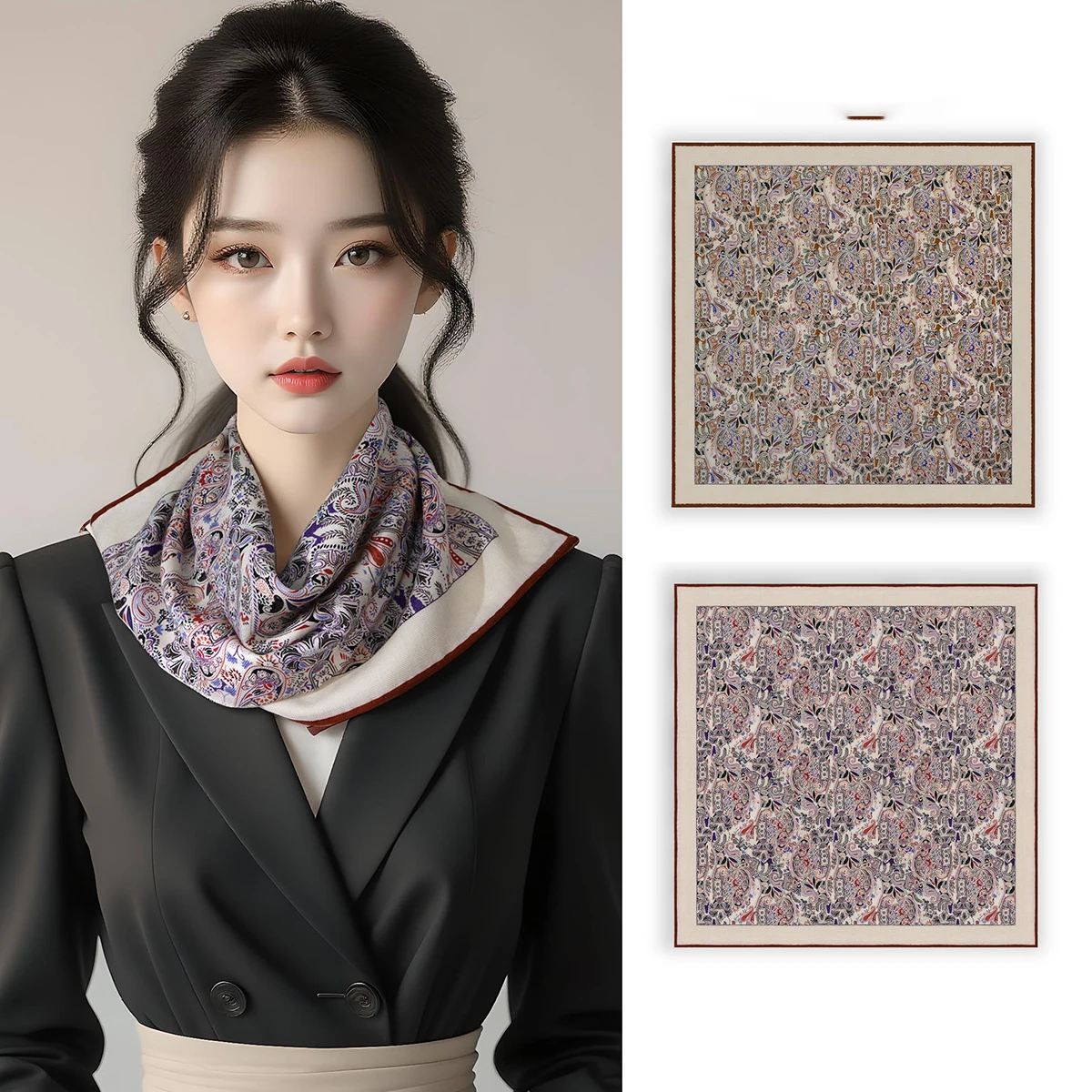 Winter Hair Head Scarf 65CM Hand Rolled Edges Shawls Luxury Designers Small Scarves Mother Christmas Lover Gift Paisley Print
Winter Hair Head Scarf 65CM Hand Rolled Edges Shawls Luxury Designers Small Scarves Mother Christmas Lover Gift Paisley Print