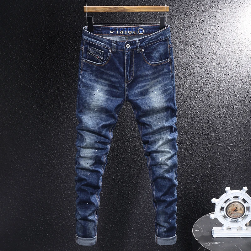 Designer Fashion New Men's Jeans, Washed, Nostalgic, Stretch, Slimming, Painted, Embroidered, Retro Splicing Pants, Hombre
Designer Fashion New Men's Jeans, Washed, Nostalgic, Stretch, Slimming, Painted, Embroidered, Retro Splicing Pants, Hombre