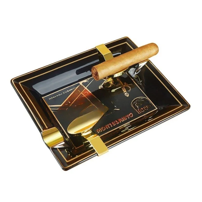 Cigar ashtray Premium bone china 2-person household trend ashtray with metal bracket
Cigar ashtray Premium bone china 2-person household trend ashtray with metal bracket