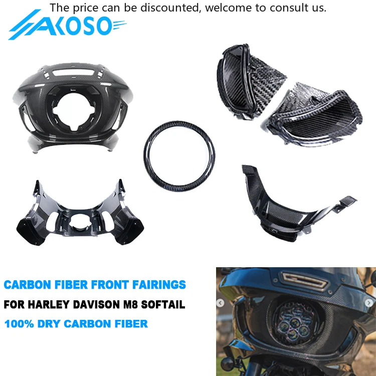 AKOSO 3K сухие передние обтекатели из углеродного волокна для мотоцикла Harley Davidson M8 Softail Street Bob Low Rider S ST FXST FLHCS 2018+
AKOSO 3K сухие передние обтекатели из углеродного волокна для мотоцикла Harley Davidson M8 Softail Street Bob Low Rider S ST FXST FLHCS 2018+
