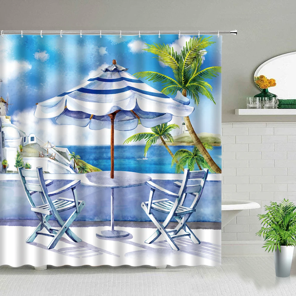 Cartoon Sea Plant Scenery Shower Curtain Sunlight Beach Coconut Tree Ocean Landscape Bath Curtains Bathroom Waterproof Screen
Cartoon Sea Plant Scenery Shower Curtain Sunlight Beach Coconut Tree Ocean Landscape Bath Curtains Bathroom Waterproof Screen