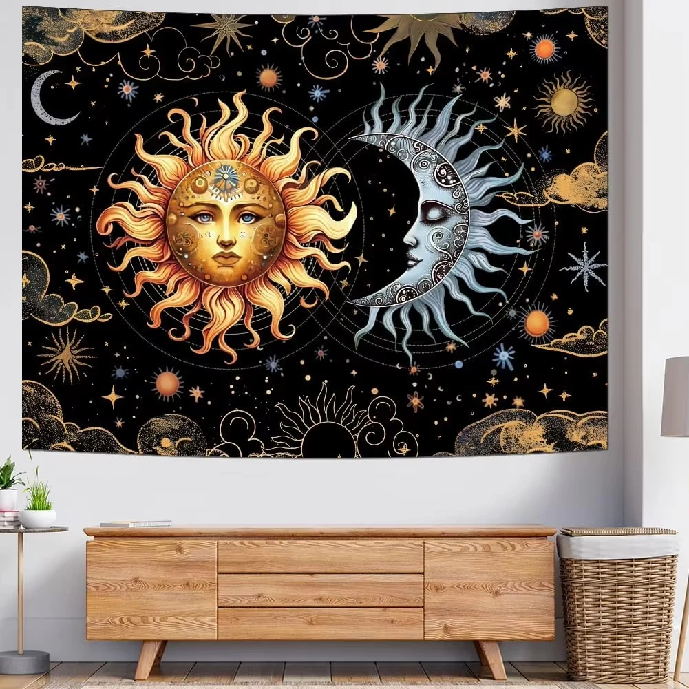 Vintage Moon Star Cloud Tapestry Bohemian Black Gold for Living Room Bedroom Wall Decor Multiple Sizes
Vintage Moon Star Cloud Tapestry Bohemian Black Gold for Living Room Bedroom Wall Decor Multiple Sizes