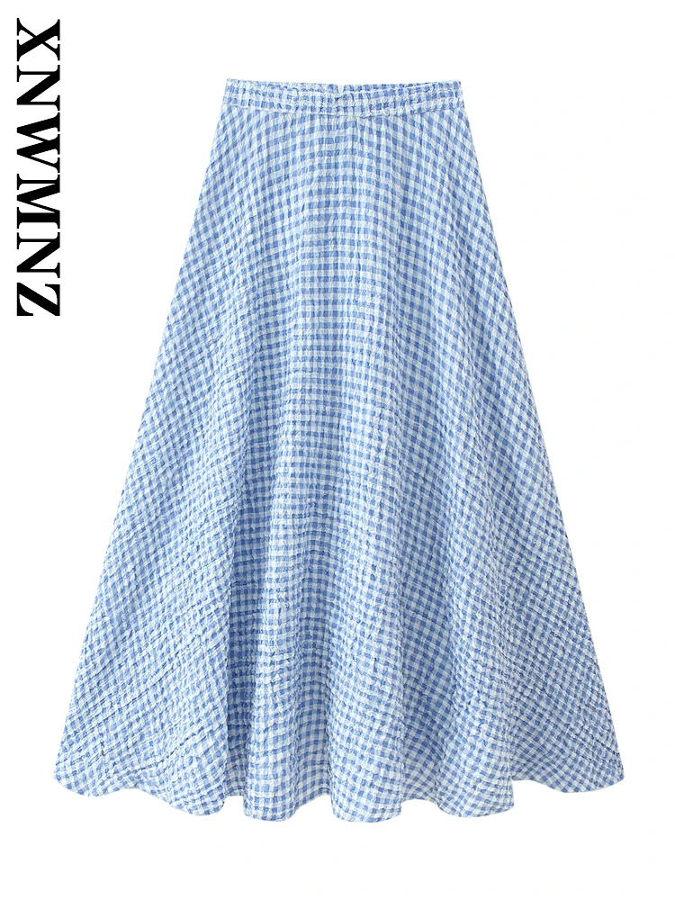 XNWMNZ 2025 Summer New Woman's Holiday boho Skirt Fashion Woman Blue A-lineskirt Chic zipper Gingham midi
XNWMNZ 2025 Summer New Woman's Holiday boho Skirt Fashion Woman Blue A-lineskirt Chic zipper Gingham midi