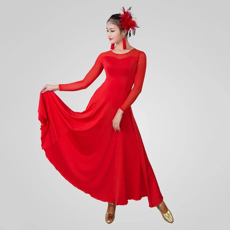 New Modern Dance Practice Costume Mesh Long Sleeve Ballroom Dance Dress Women Waltz Tango FoxtrotCheap Stage Performance Clothes
New Modern Dance Practice Costume Mesh Long Sleeve Ballroom Dance Dress Women Waltz Tango FoxtrotCheap Stage Performance Clothes