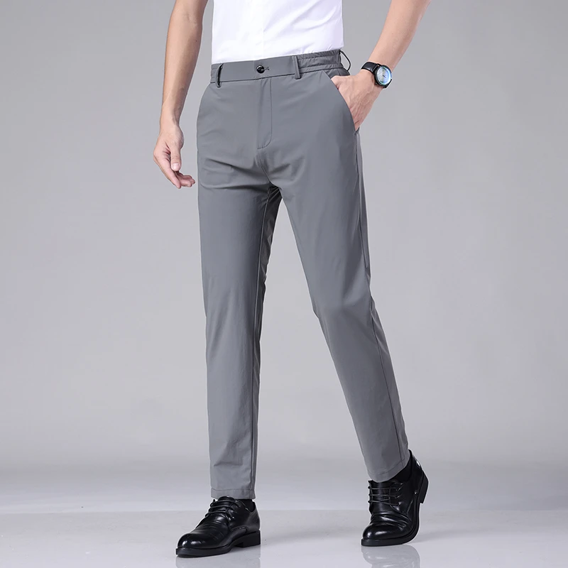 Male Summer Good Stretch Smooth Trousers Men Classic Elastic Waist Korean Business Thin Black Gray Blue Brand Casual Suit Pants
Male Summer Good Stretch Smooth Trousers Men Classic Elastic Waist Korean Business Thin Black Gray Blue Brand Casual Suit Pants