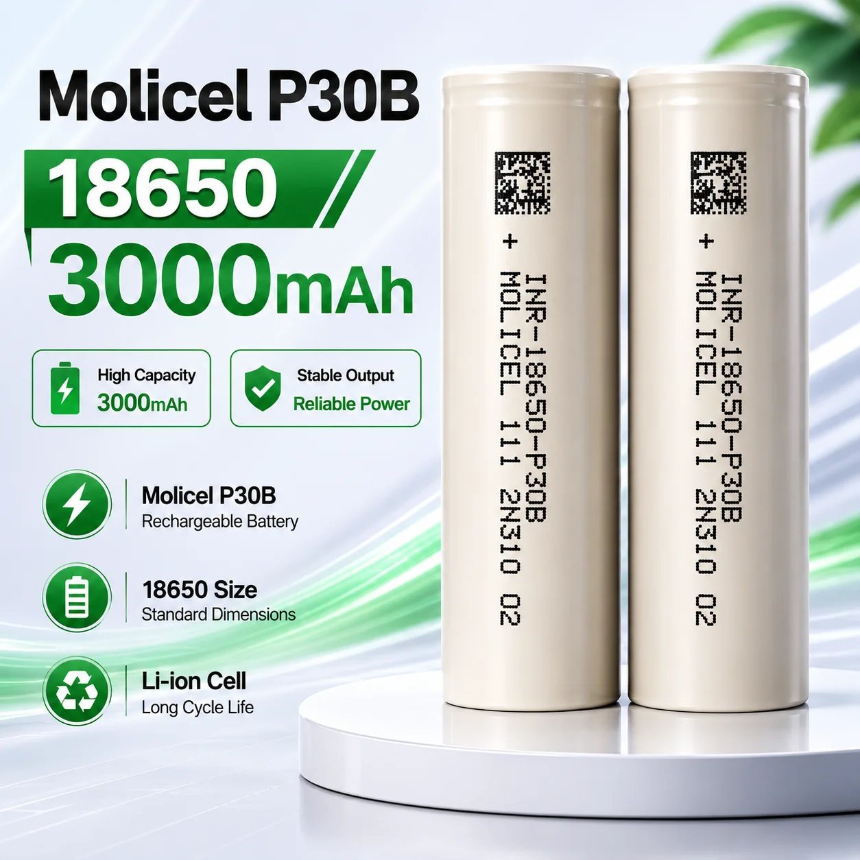 Molicel P30B INR18650 3000mAh 40A Rechargeable Li-ion Battery High Drain Flat Top Cell for Power Tools Battery Pack
Molicel P30B INR18650 3000mAh 40A Rechargeable Li-ion Battery High Drain Flat Top Cell for Power Tools Battery Pack