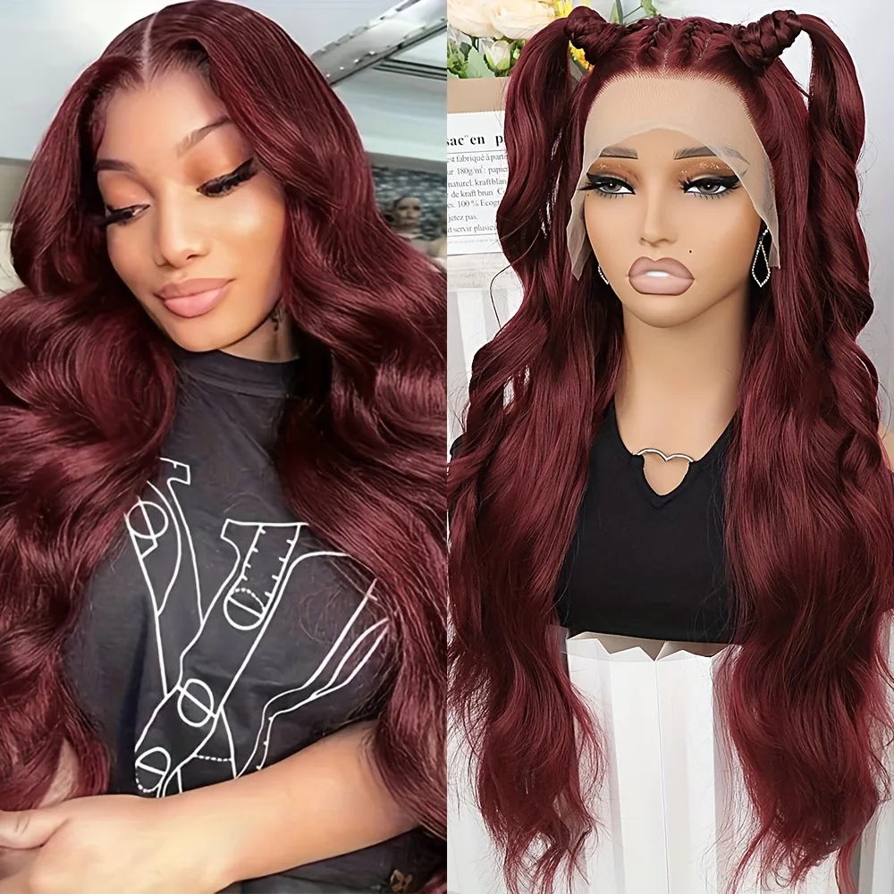 Бесклеевые длинные волнистые синтетические парики спереди 13x4, свободная часть, термостойкое волокно, бордовое, винно-красное, цвет волос для женщин, вечерние
Бесклеевые длинные волнистые синтетические парики спереди 13x4, свободная часть, термостойкое волокно, бордовое, винно-красное, цвет волос для женщин, вечерние