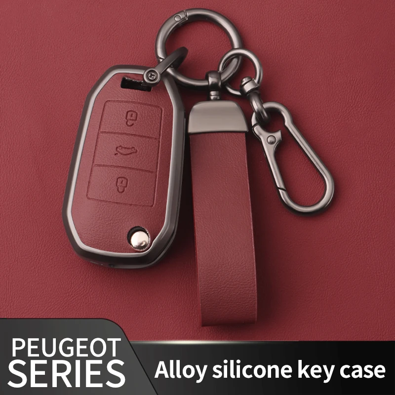 Metal Leather Car Flip Remote Key Case Cover For Peugeot 208 308 408 508 2008 3008 4008 5008 Protector Keychain Accessories
Metal Leather Car Flip Remote Key Case Cover For Peugeot 208 308 408 508 2008 3008 4008 5008 Protector Keychain Accessories