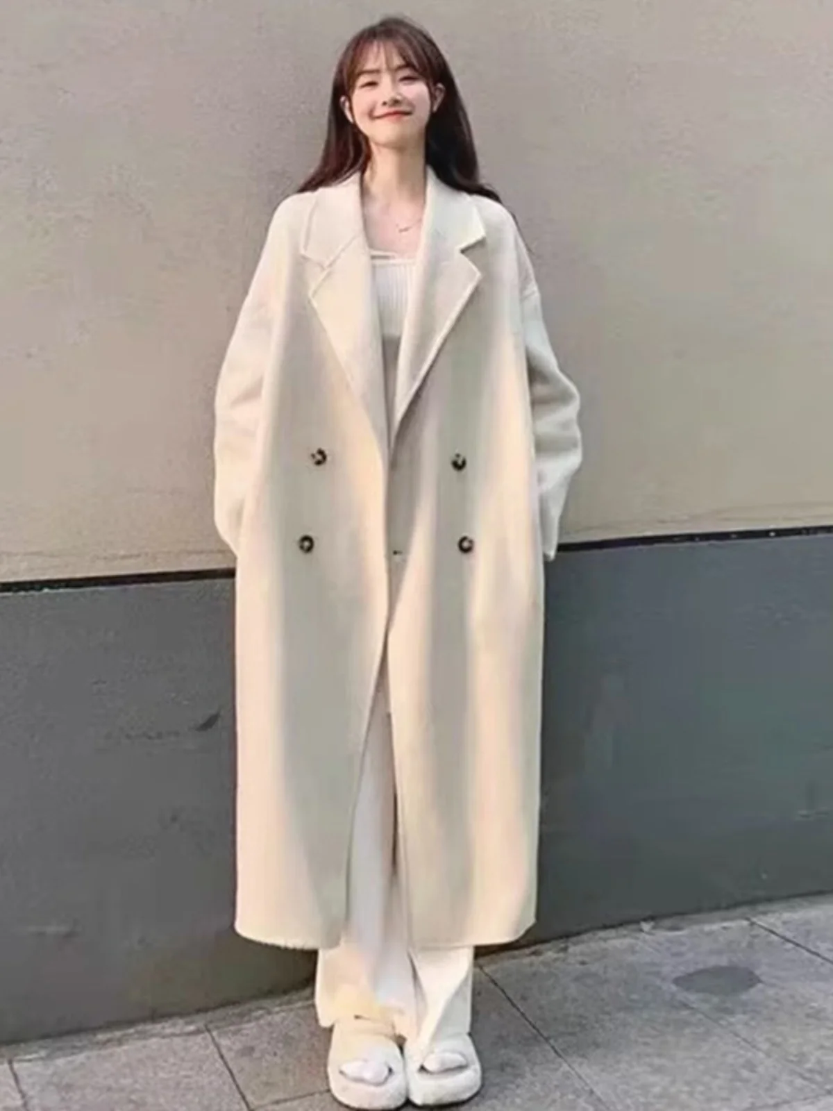 Hebe Sle Luxury Long Woolen Coat Women's Winter Loose Slimming Beautiful Korean System Outerwear Commute Sle Long Sve
Hebe Sle Luxury Long Woolen Coat Women's Winter Loose Slimming Beautiful Korean System Outerwear Commute Sle Long Sve
