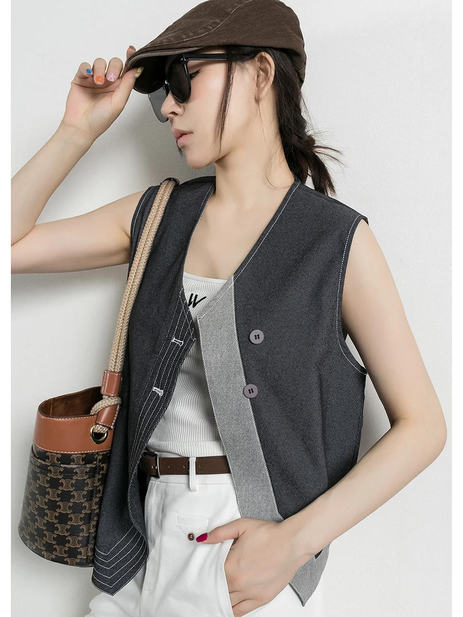 Trendy Floral Asymmetric Splice Fake Two-Piece Thin ey V-Ne Loose Women's Vest Spring Summer Casual Outerwear Vests
Trendy Floral Asymmetric Splice Fake Two-Piece Thin ey V-Ne Loose Women's Vest Spring Summer Casual Outerwear Vests