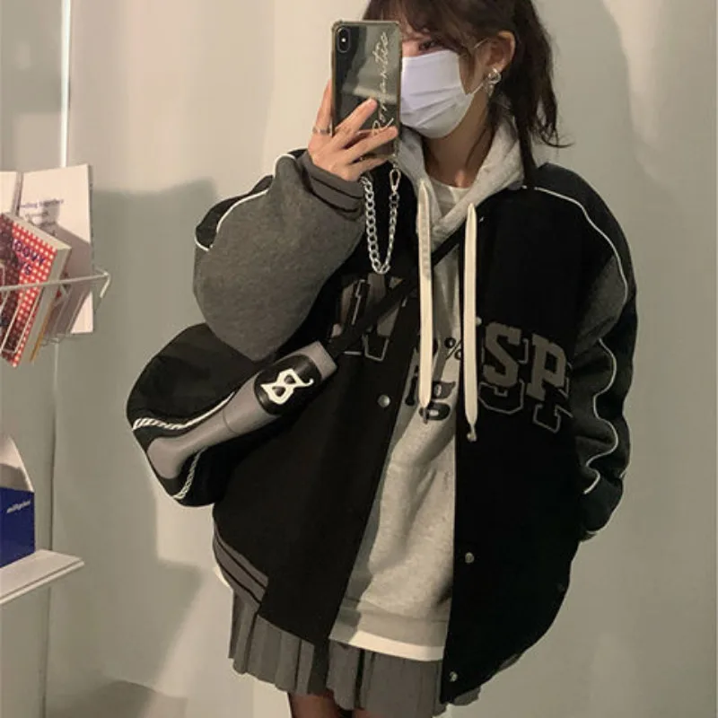 Korean Fashion Black Bomber Jackets Women Harajuku Preppy School Style Students Single Breasted Jacket Vintage Coat
Korean Fashion Black Bomber Jackets Women Harajuku Preppy School Style Students Single Breasted Jacket Vintage Coat