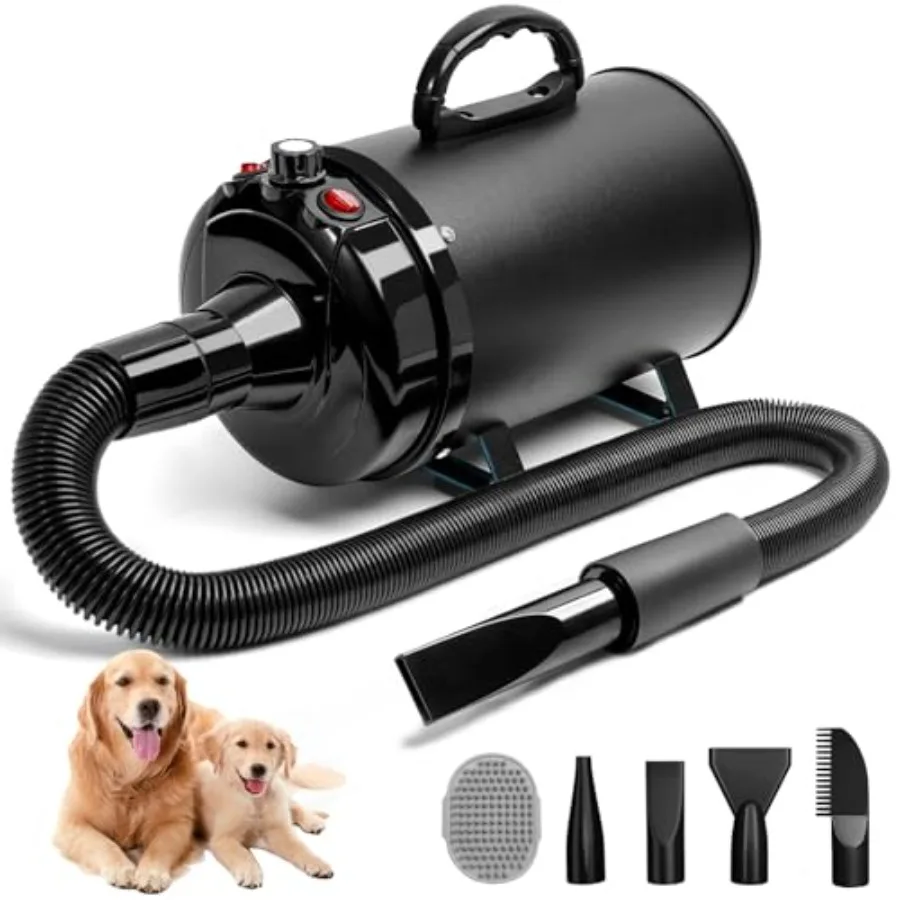 High Velocity Dog Hair Dryer 5.2HP 3800W Professional Pet Grooming Dryer with Adjustable Temperature and Speed Black Includes 4
High Velocity Dog Hair Dryer 5.2HP 3800W Professional Pet Grooming Dryer with Adjustable Temperature and Speed Black Includes 4