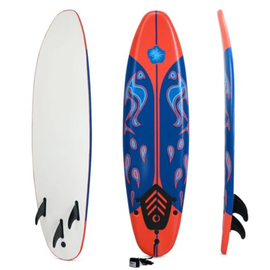 6' Surfboard for beginners, teenagers and adults: EPS core EPE deck, lightweight design, blue color, includes 3 removable fins
6' Surfboard for beginners, teenagers and adults: EPS core EPE deck, lightweight design, blue color, includes 3 removable fins