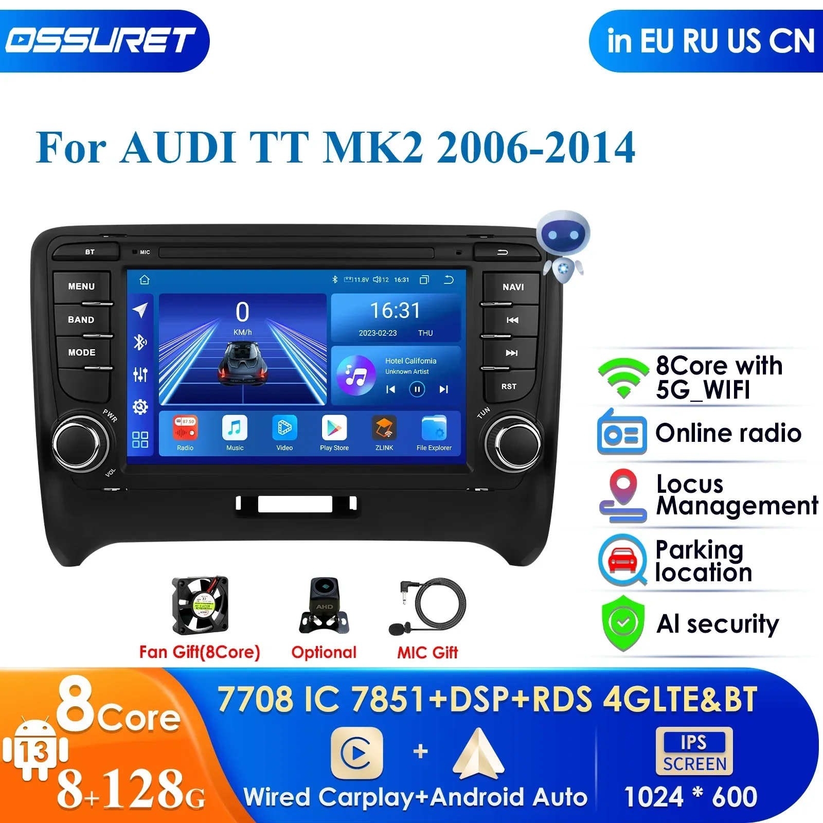 4G 7'' AI Intelligent System Wireless CarPlay Android Auto Radio for Audi TT MK2 8J 2006 -2014 Car Multimedia GPS 2din Autoradio
4G 7'' AI Intelligent System Wireless CarPlay Android Auto Radio for Audi TT MK2 8J 2006 -2014 Car Multimedia GPS 2din Autoradio