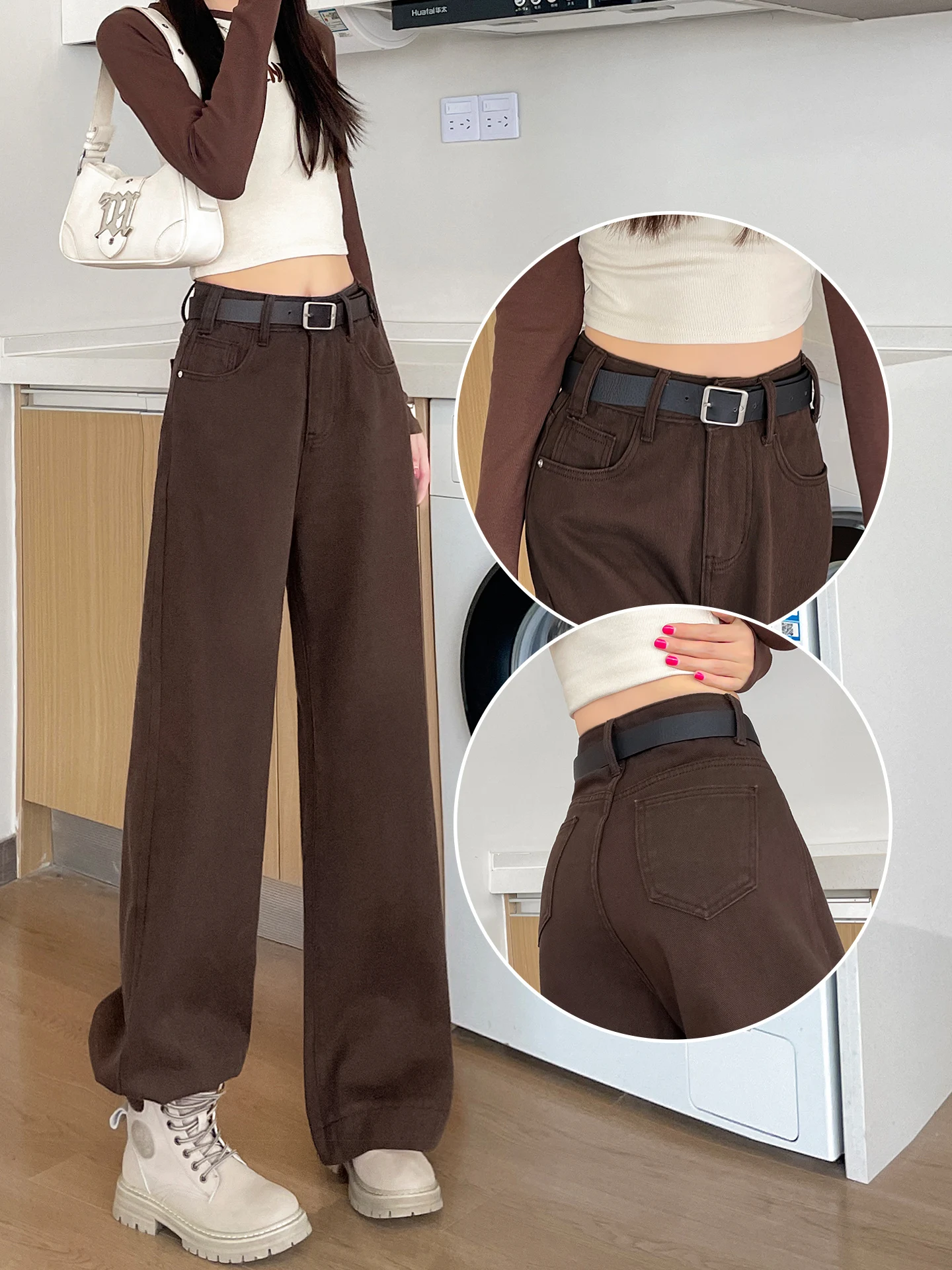 Широкие джинсы с высокой талией, женские летние новые свободные драпированные джинсовые брюки, осенний сезон, брюки длиной до пола, кофейного цвета
Широкие джинсы с высокой талией, женские летние новые свободные драпированные джинсовые брюки, осенний сезон, брюки длиной до пола, кофейного цвета