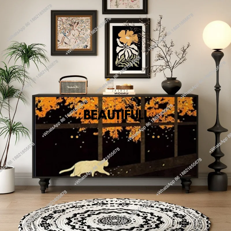 French porch cabinet solid wood painted abstract art dining side cabinet living room bed and breakfast bedroom
French porch cabinet solid wood painted abstract art dining side cabinet living room bed and breakfast bedroom