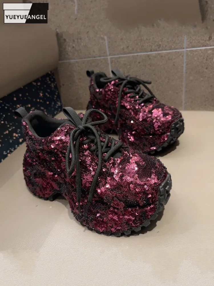 Fashion Ladies Sequin Comfortable Breathable Thick Platform Lace Up Pumps Height Increasing Footwear Sneakers Casual Women Shoes
Fashion Ladies Sequin Comfortable Breathable Thick Platform Lace Up Pumps Height Increasing Footwear Sneakers Casual Women Shoes