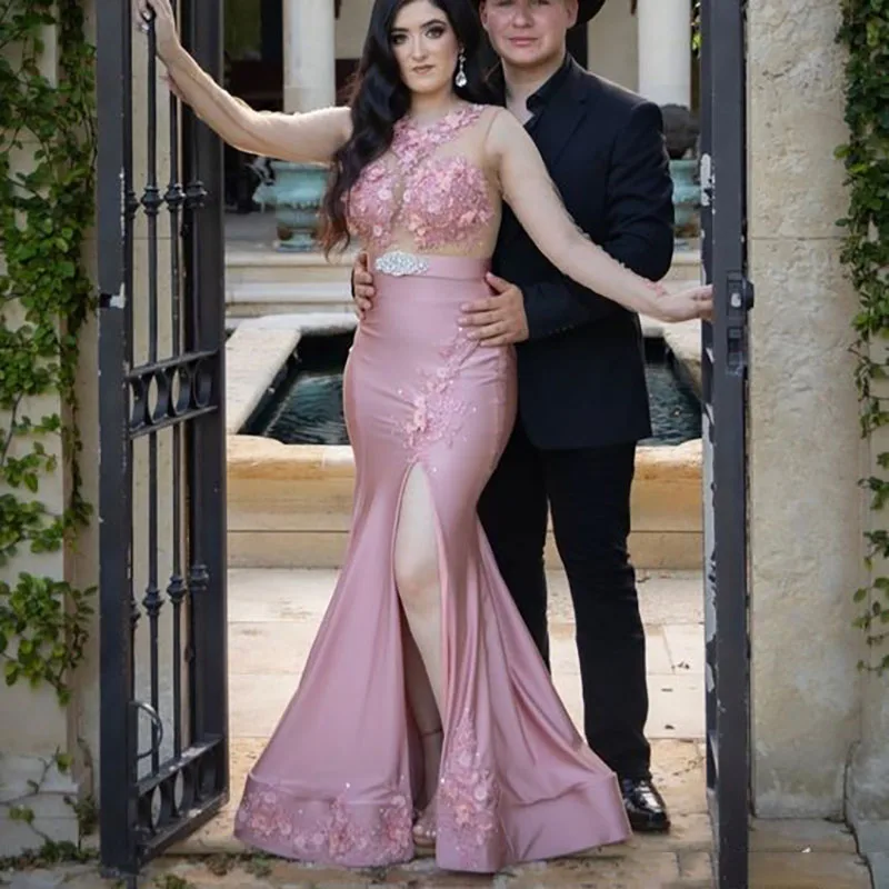 Formal Pink Appliques Evening Dresses for Sexy Women Side Split Sleeveless O-Neck Sweep Train Prom Dress Special Occasion Gowns
Formal Pink Appliques Evening Dresses for Sexy Women Side Split Sleeveless O-Neck Sweep Train Prom Dress Special Occasion Gowns