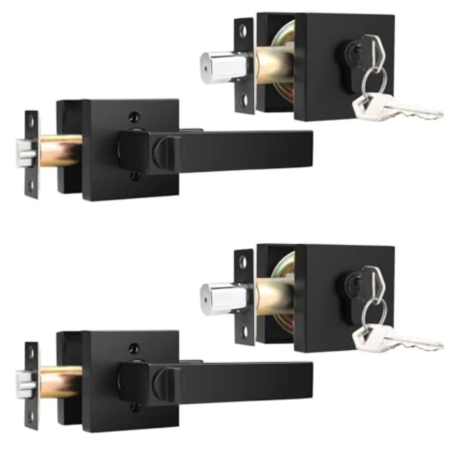 Pack Matte Black Door Handles with Deadbolt Exterior Handlesets, Modern Square Front Door Lock with Deadbolt
Pack Matte Black Door Handles with Deadbolt Exterior Handlesets, Modern Square Front Door Lock with Deadbolt