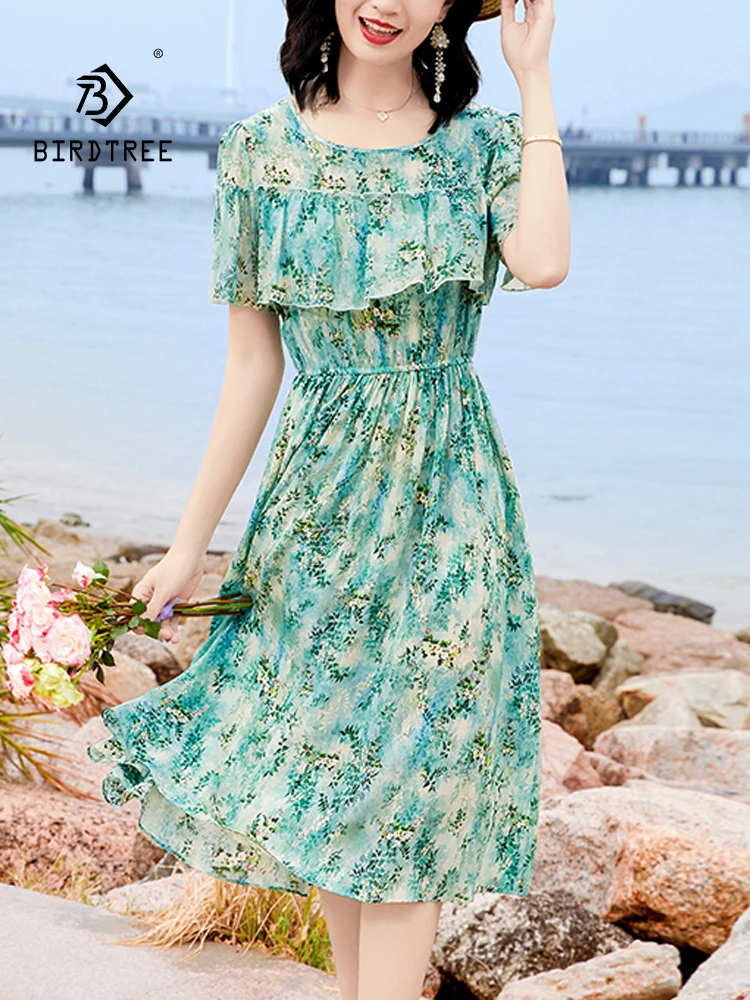 BirdTree, 100%Real Silk Elegant Dresses, Women O Neck Short Sleeve Floral, Temperament Loose Fairy Dress, 2024 Summer D44873QC
BirdTree, 100%Real Silk Elegant Dresses, Women O Neck Short Sleeve Floral, Temperament Loose Fairy Dress, 2024 Summer D44873QC