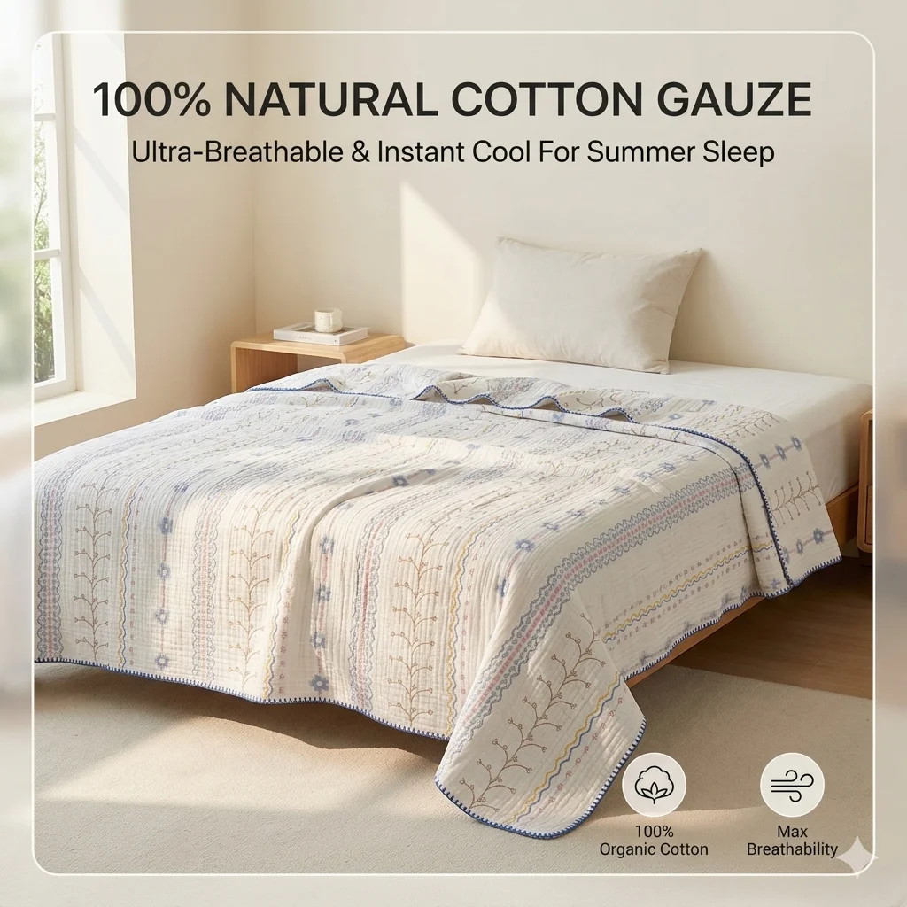100% Cotton Gauze Bed Cover Mat Summer Cooling Quilt Yarn-Dyed Jacquard Blanket Class A Soft Skin-Friendly Mattress Protector
100% Cotton Gauze Bed Cover Mat Summer Cooling Quilt Yarn-Dyed Jacquard Blanket Class A Soft Skin-Friendly Mattress Protector